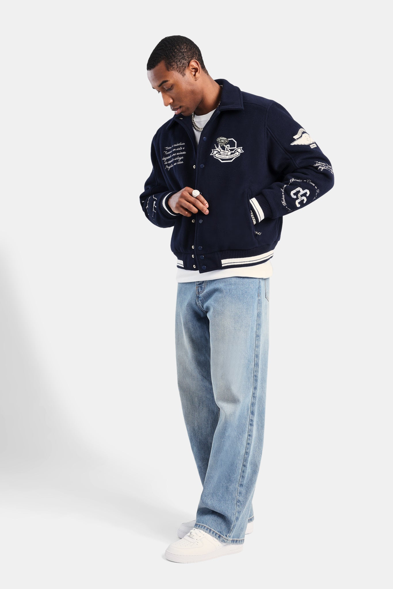 Varsity Harrington Bomberjacke - Marineblau